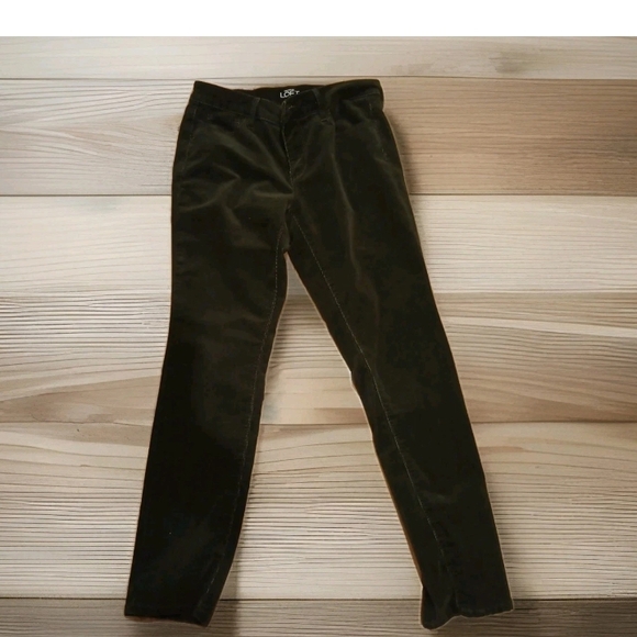 LOFT 8p Dark Green Velvet Pants Modern - Picture 1 of 7